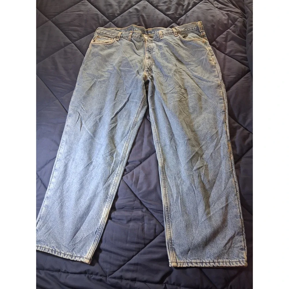 Carhartt B155 DST Fleece Lined Relaxed Fit Jeans Mens 48x30 Blue Denim Work Pant
